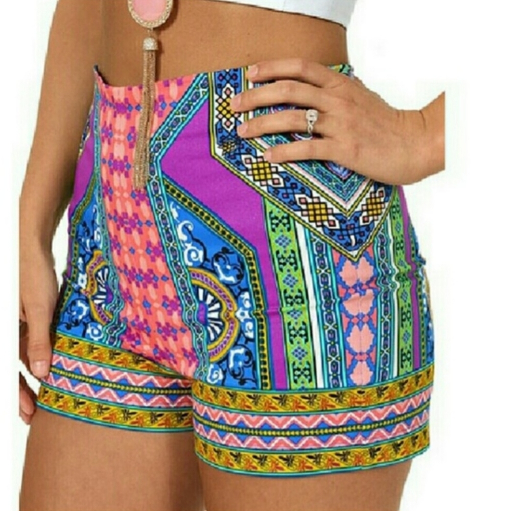 High waisted printed shorts